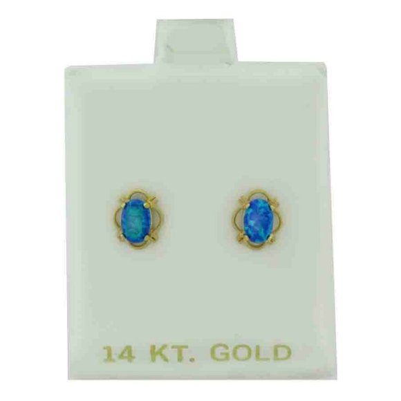 Genuine 0.86 Cts Opal Stud Earrings 14k Yellow Gold